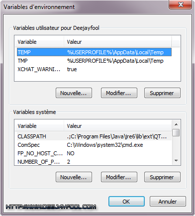 Variables d'environnement